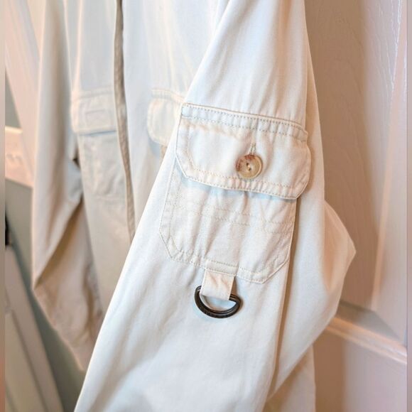 Vintage Lauren Ralph Lauren Women's Khaki Safari Shirt Large - Picture 5 of 11